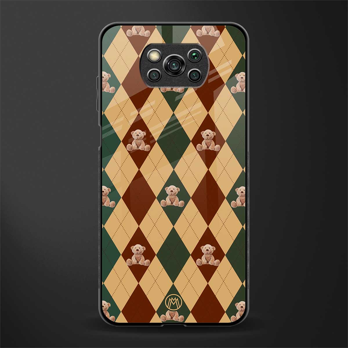 ted checkered pattern glass case for poco x3 image