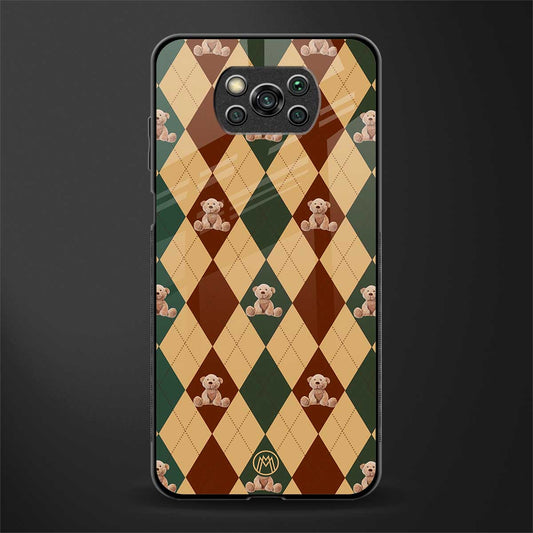 ted checkered pattern glass case for poco x3 pro image