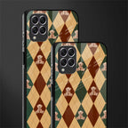 ted checkered pattern glass case for samsung galaxy f62 image-2