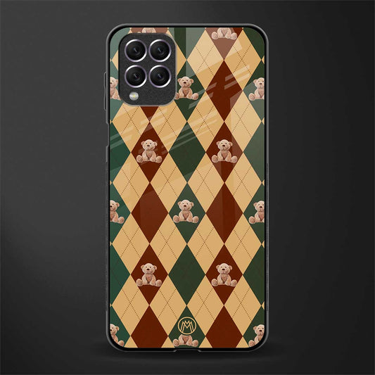ted checkered pattern glass case for samsung galaxy f62 image