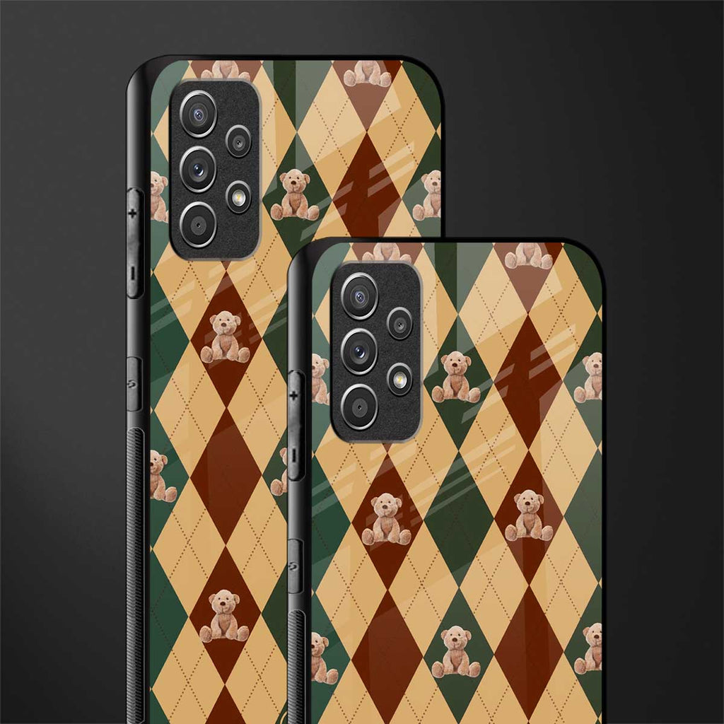 ted checkered pattern glass case for samsung galaxy a32 4g image-2