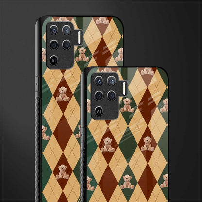 ted checkered pattern glass case for oppo f19 pro image-2