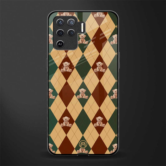 ted checkered pattern glass case for oppo f19 pro image