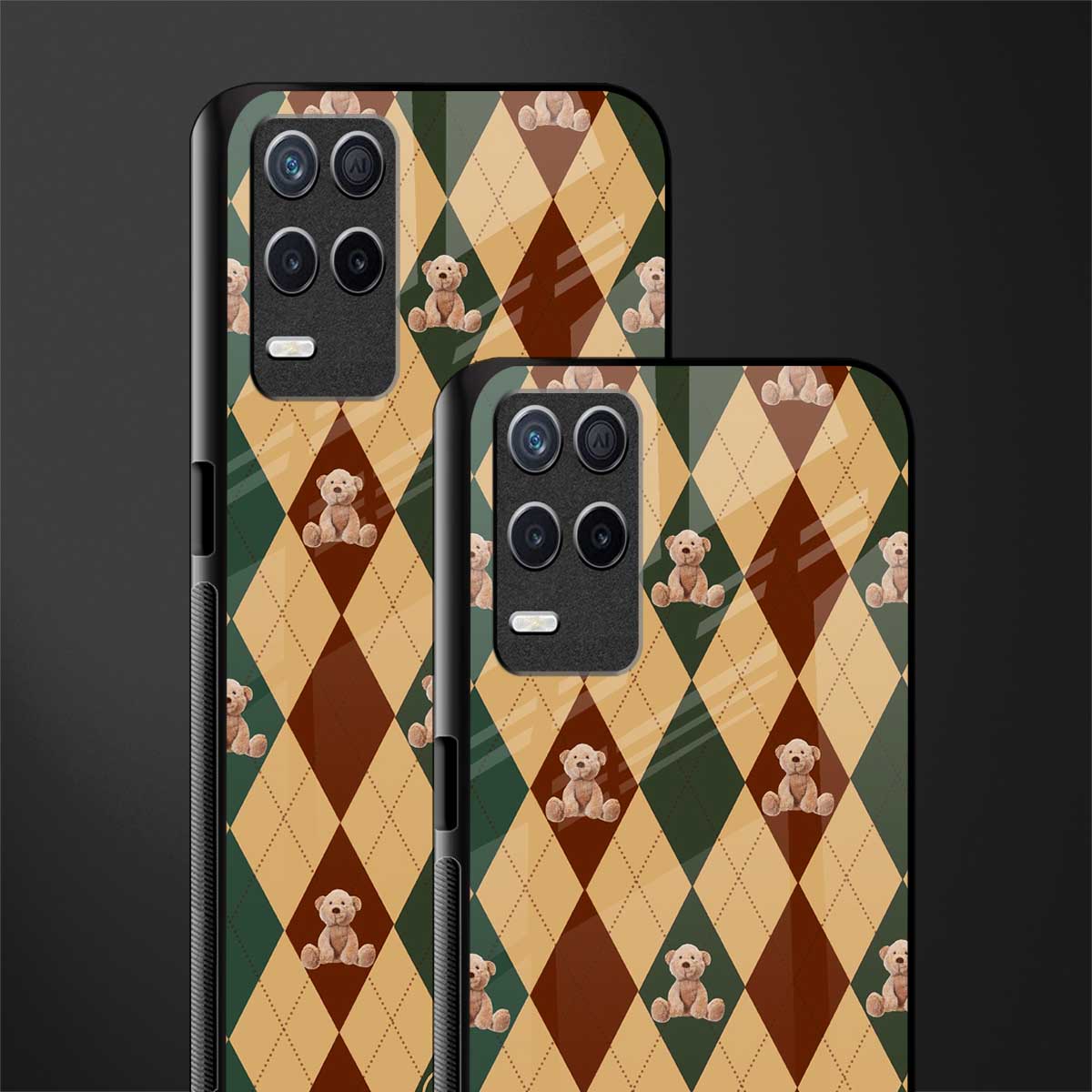 ted checkered pattern glass case for realme narzo 30 5g image-2