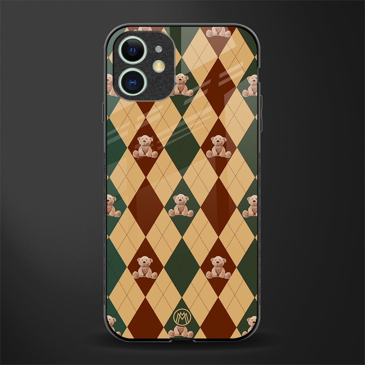 ted checkered pattern glass case for iphone 12 image