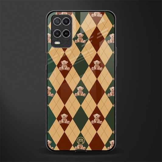 ted checkered pattern glass case for oppo a54 image