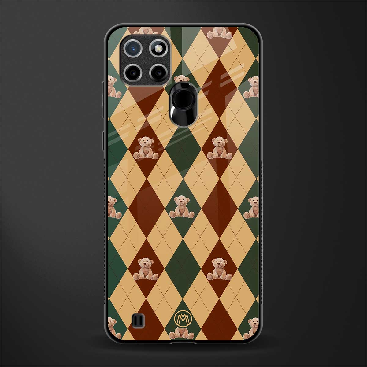 ted checkered pattern glass case for realme c21 image
