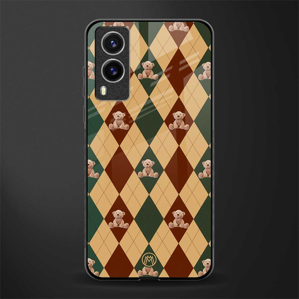 ted checkered pattern glass case for vivo v21e 5g image