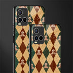 ted checkered pattern glass case for vivo y21s image-2