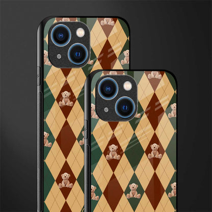 ted checkered pattern glass case for iphone 13 mini image-2