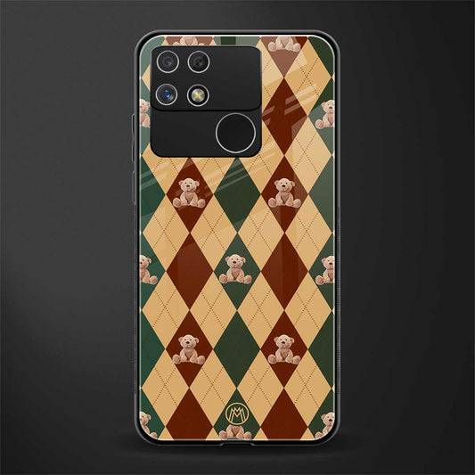 ted checkered pattern back phone cover | glass case for realme narzo 50a