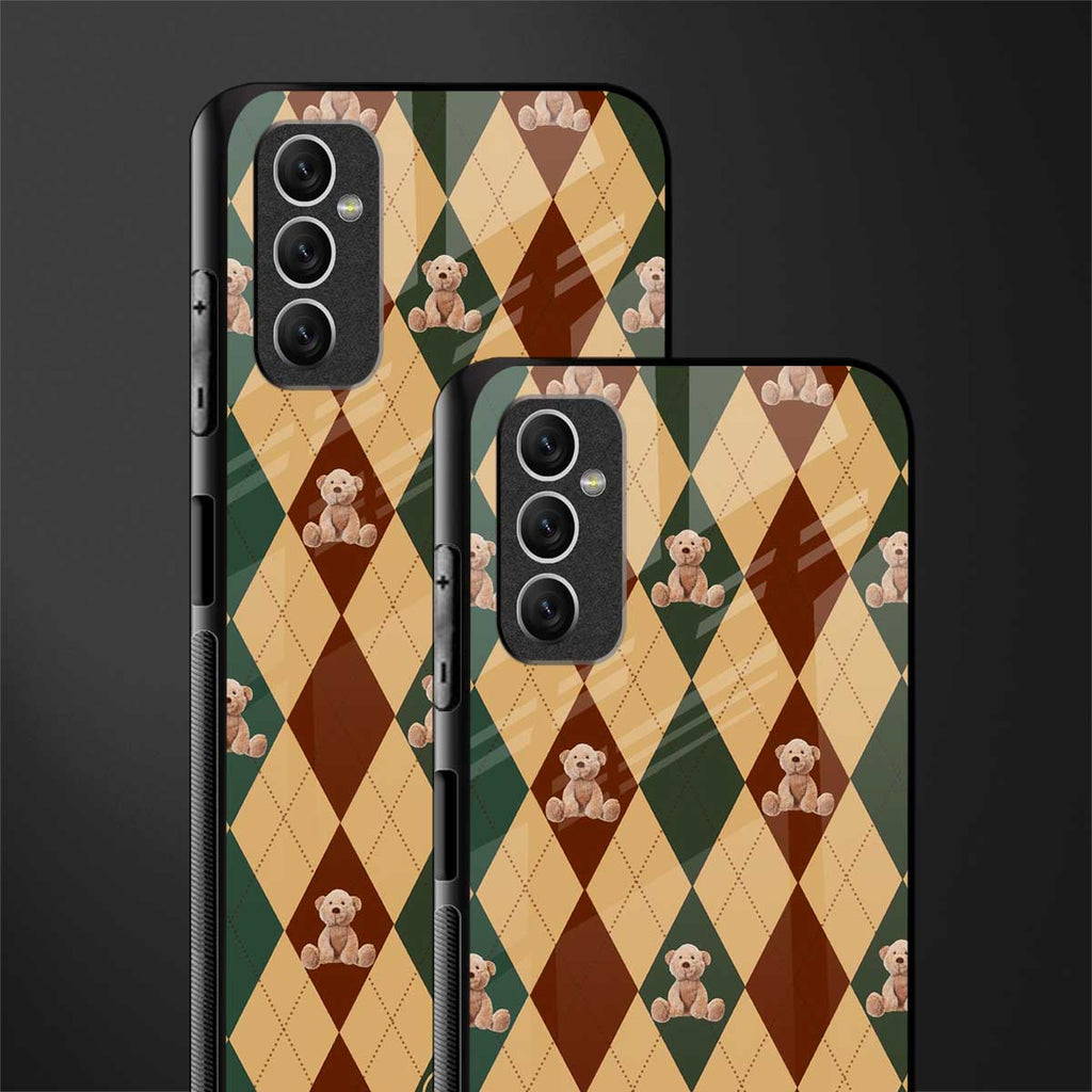 ted checkered pattern glass case for samsung galaxy m52 5g image-2