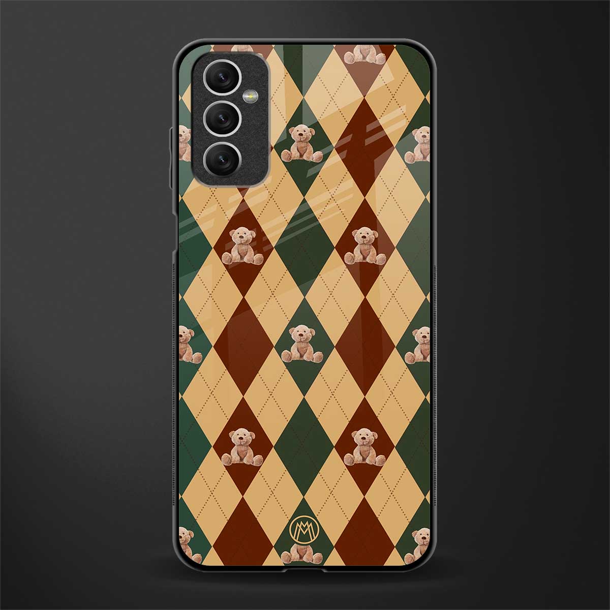 ted checkered pattern glass case for samsung galaxy m52 5g image