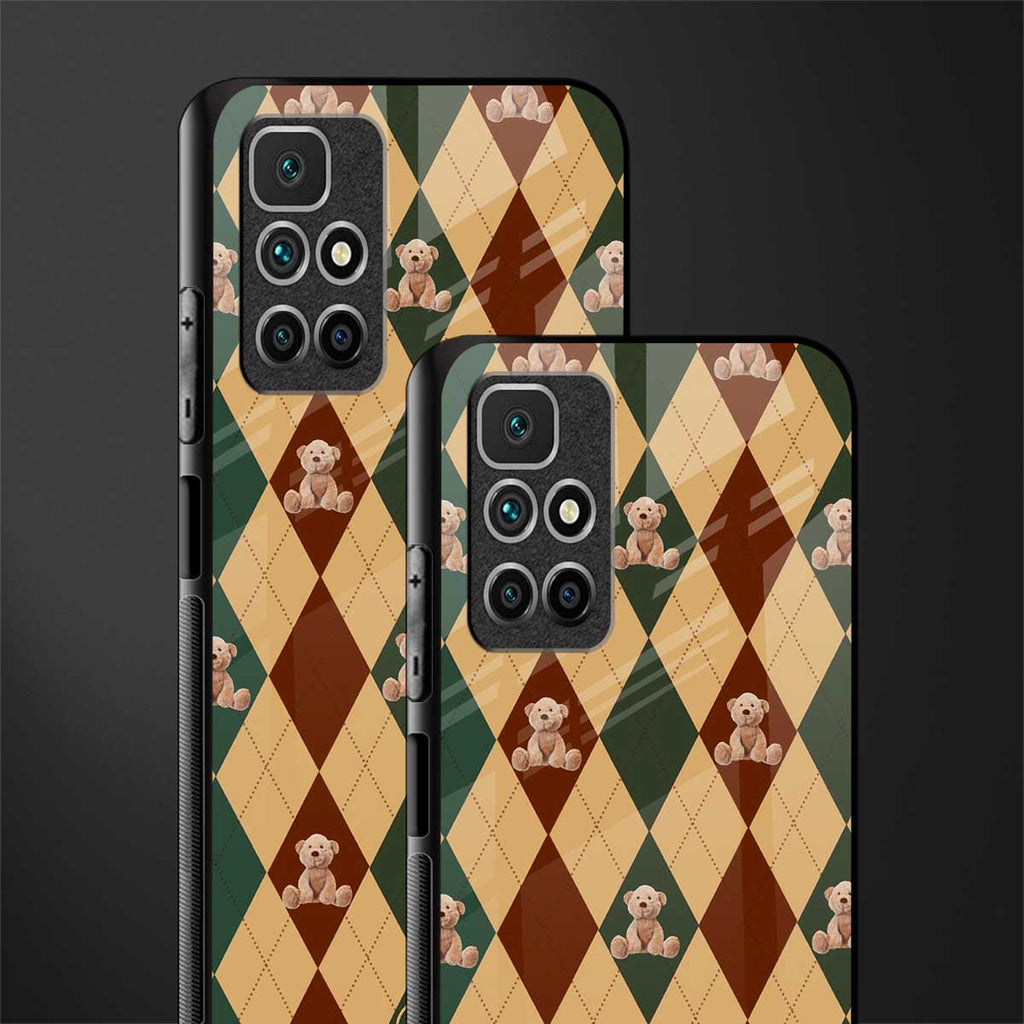 ted checkered pattern glass case for redmi 10 prime image-2