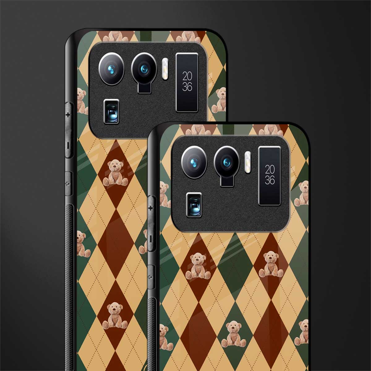 ted checkered pattern glass case for mi 11 ultra 5g image-2