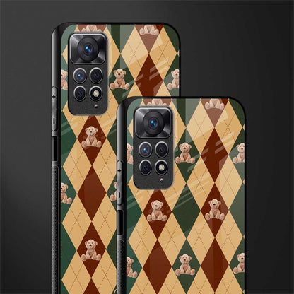 ted checkered pattern back phone cover | glass case for redmi note 11 pro plus 4g/5g