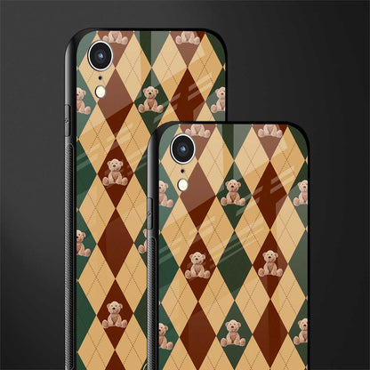 ted checkered pattern glass case for iphone xr image-2