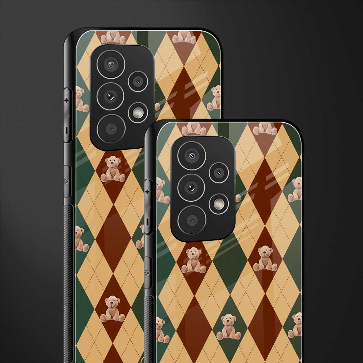ted checkered pattern back phone cover | glass case for samsung galaxy a53 5g