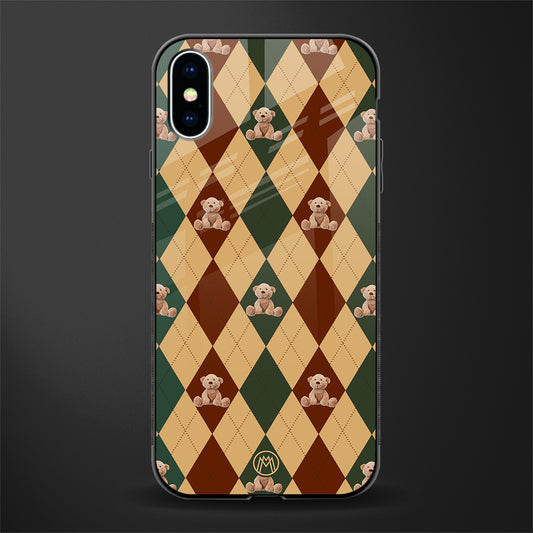 ted checkered pattern glass case for iphone xs image