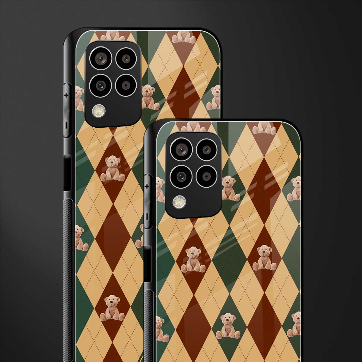 ted checkered pattern back phone cover | glass case for samsung galaxy m33 5g