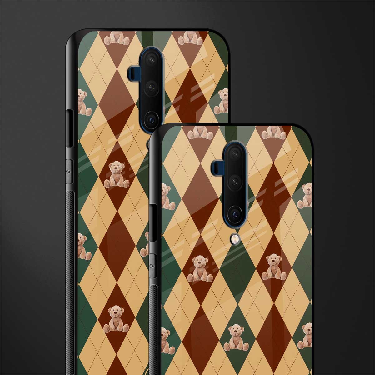 ted checkered pattern glass case for oneplus 7t pro image-2