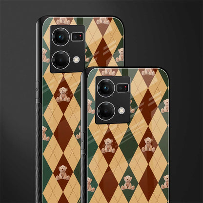 ted checkered pattern back phone cover | glass case for oppo f21 pro 4g