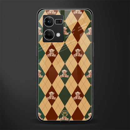 ted checkered pattern back phone cover | glass case for oppo f21 pro 4g