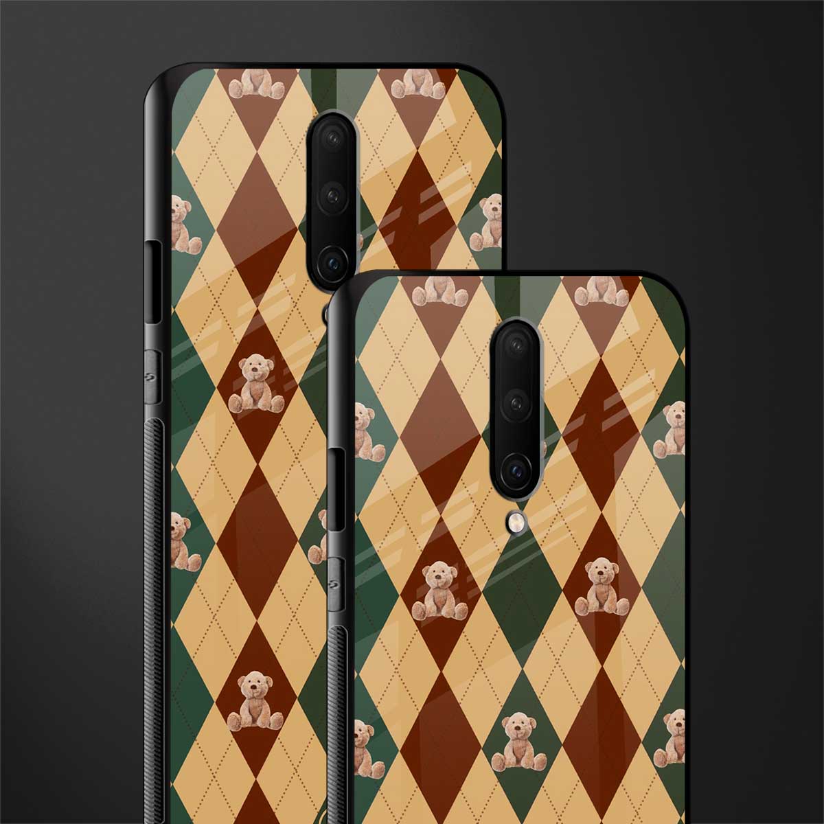 ted checkered pattern glass case for oneplus 7 pro image-2
