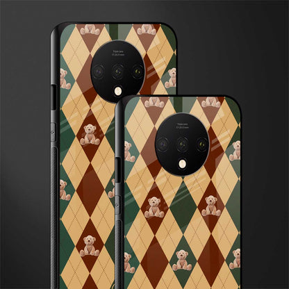 ted checkered pattern glass case for oneplus 7t image-2