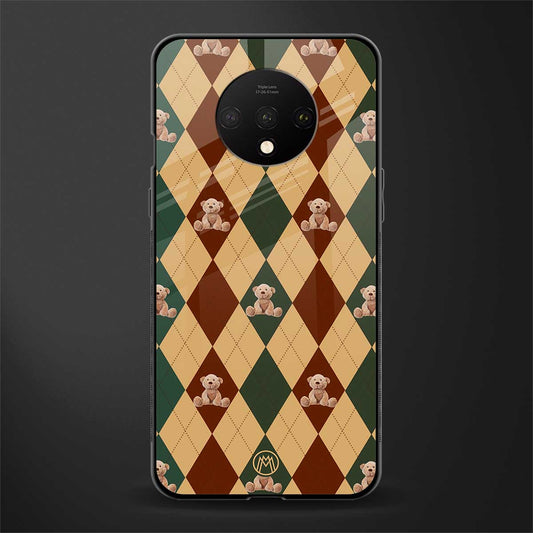 ted checkered pattern glass case for oneplus 7t image