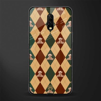 ted checkered pattern glass case for oneplus 7 image
