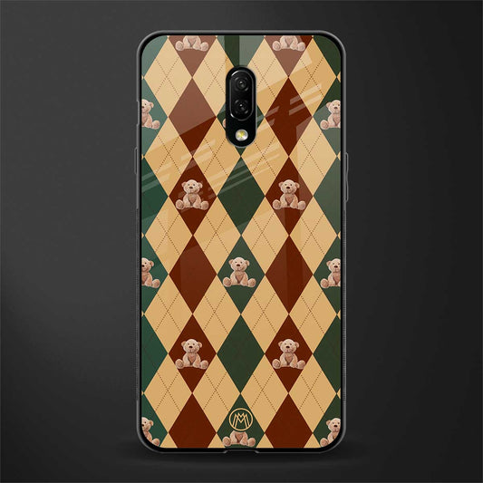 ted checkered pattern glass case for oneplus 7 image