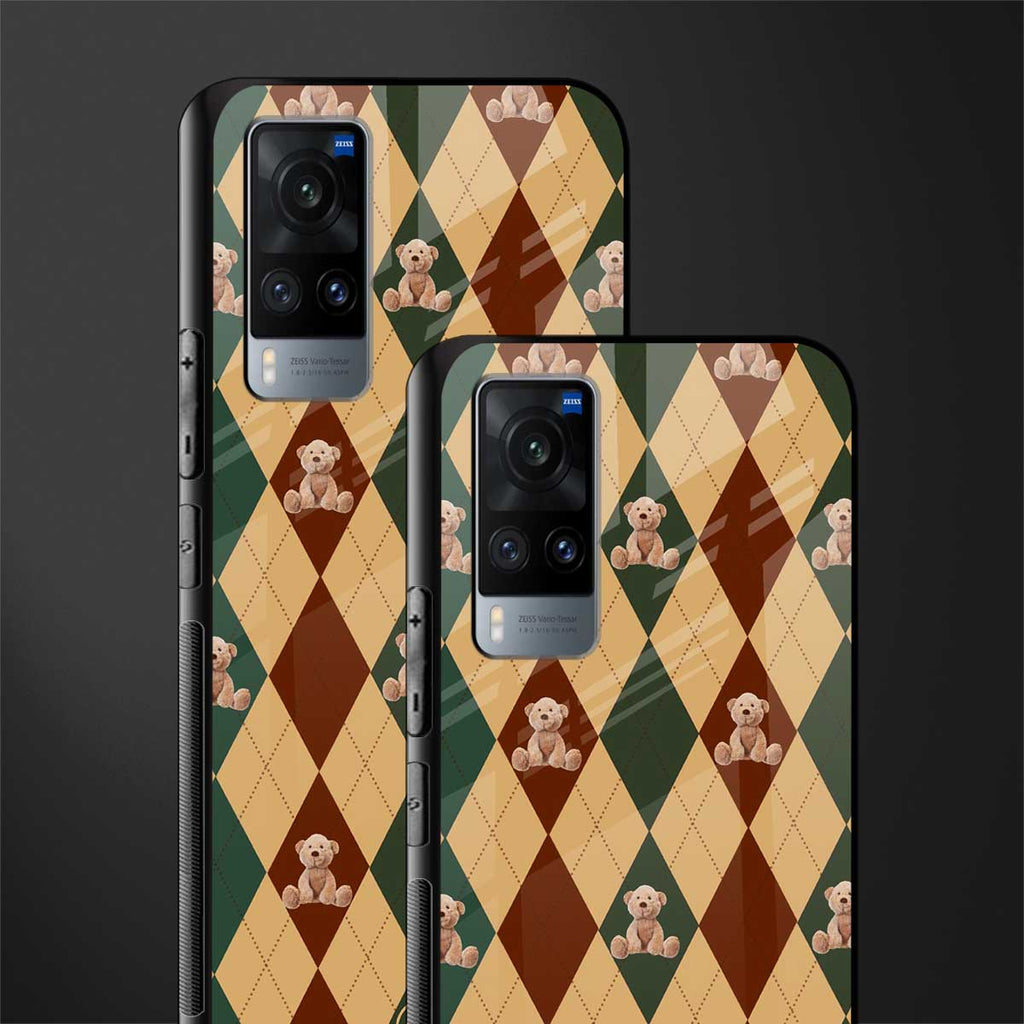 ted checkered pattern glass case for vivo x60 image-2