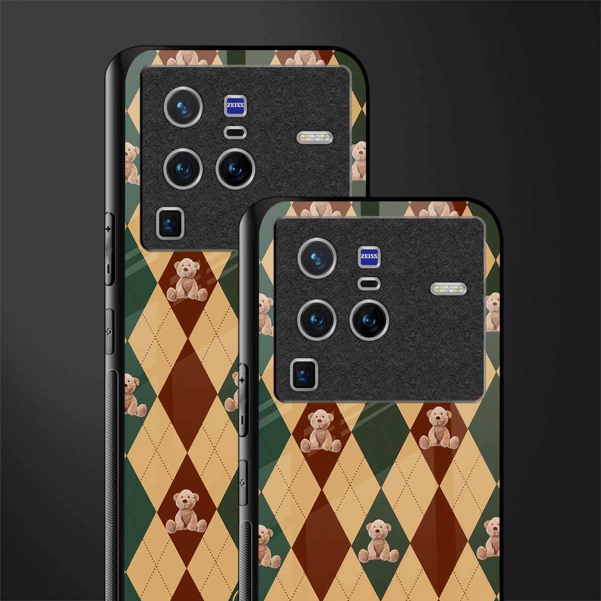 ted checkered pattern glass case for vivo x80 pro 5g image-2