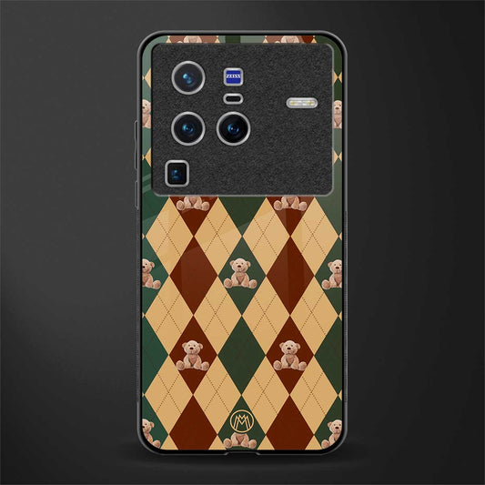 ted checkered pattern glass case for vivo x80 pro 5g image