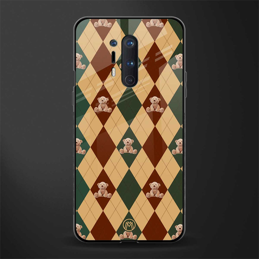 ted checkered pattern glass case for oneplus 8 pro image