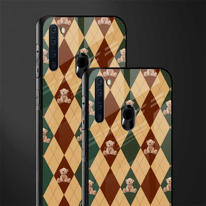 ted checkered pattern glass case for samsung a21 image-2