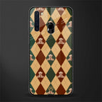 ted checkered pattern glass case for samsung a21 image