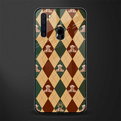 ted checkered pattern glass case for samsung a21 image