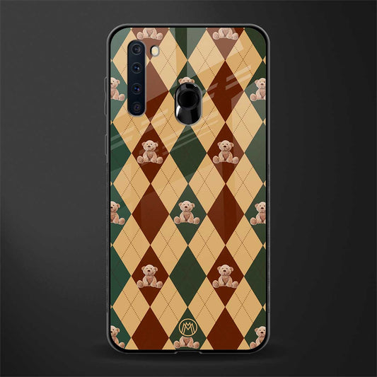 ted checkered pattern glass case for samsung a21 image