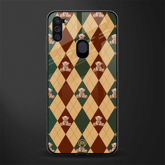ted checkered pattern glass case for samsung a11 image