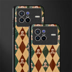 ted checkered pattern glass case for vivo x80 image-2