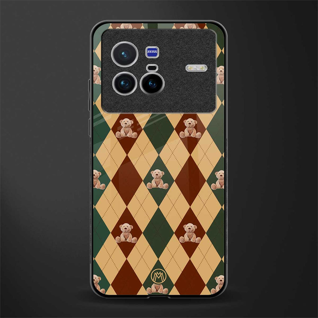 ted checkered pattern glass case for vivo x80 image