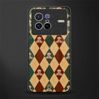 ted checkered pattern glass case for vivo x80 image
