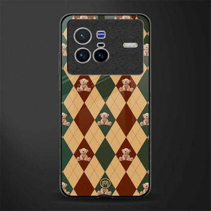 ted checkered pattern glass case for vivo x80 image
