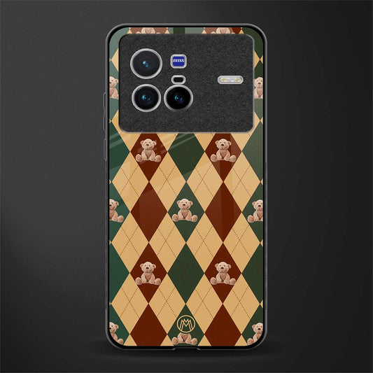 ted checkered pattern glass case for vivo x80 image