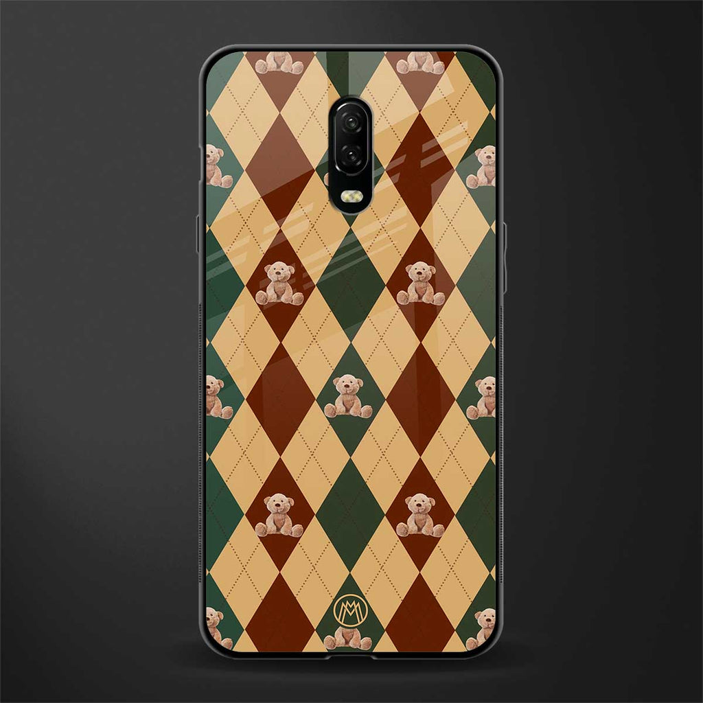 ted checkered pattern glass case for oneplus 6t image