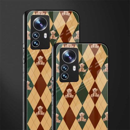 ted checkered pattern back phone cover | glass case for xiaomi 12 pro