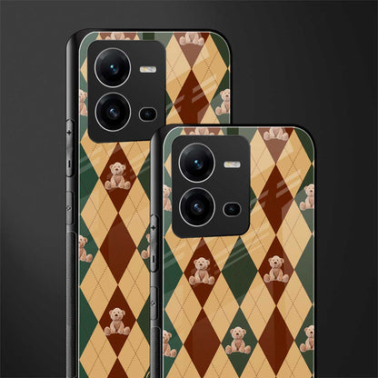 ted checkered pattern back phone cover | glass case for vivo v25-5g