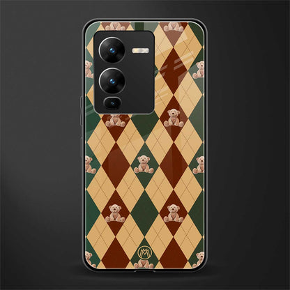 ted checkered pattern back phone cover | glass case for vivo v25 pro 5g